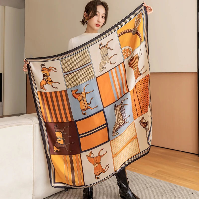Large Imitation Silk Travel Scarf | 110x110cm Beach Sarong Wrap | Bikini Cover-Up for Women - Style Heaven