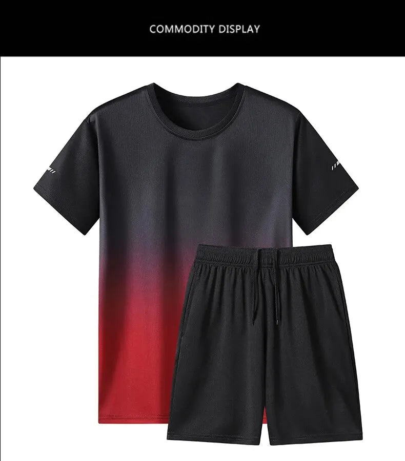Unisex Quick-Dry 2-Piece Tracksuit – Oversized Short-Sleeve Sport Set for Summer 2024 Style Heaven