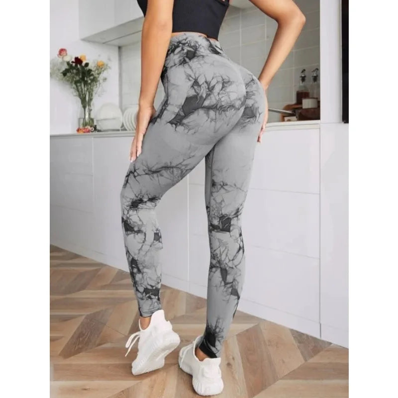 Seamless High-Waist Tie Dye Leggings – Women’s Fitness, Sports, Running, Yoga Pants – Hip Lifting Elastic Knitting Tights Style Heaven