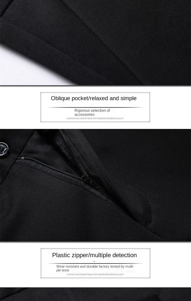 Men's Summer Slim-Fit Suit Pants – Elastic Waist, Non-Iron Straight-Leg Business Trousers for Formal & Casual Wear Style Heaven