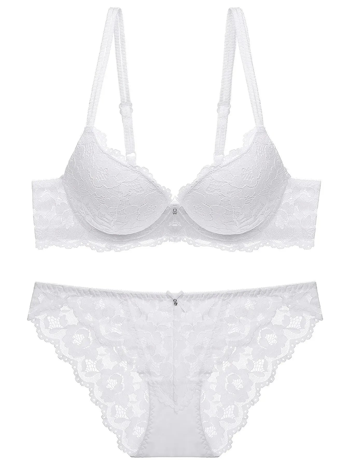 Elegant Lace Embroidery Lingerie Set – Push-Up Bra & Sheer Panty, Breathable Fabric, Perfect for Valentine's Day Style Heaven