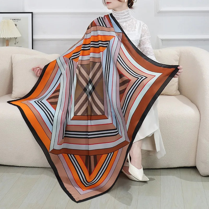 Large Imitation Silk Travel Scarf | 110x110cm Beach Sarong Wrap | Bikini Cover-Up for Women - Style Heaven