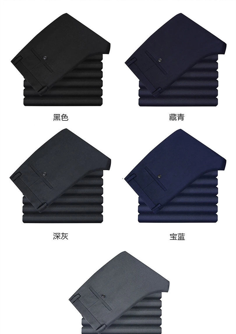 Men's Summer Slim-Fit Suit Pants – Elastic Waist, Non-Iron Straight-Leg Business Trousers for Formal & Casual Wear Style Heaven