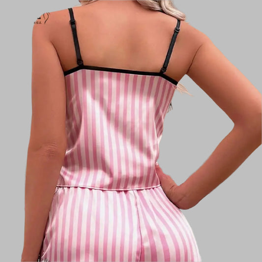 Sexy Lace V-Neck Pajama Set – 2-Piece Sleeveless Sleepwear Style Heaven