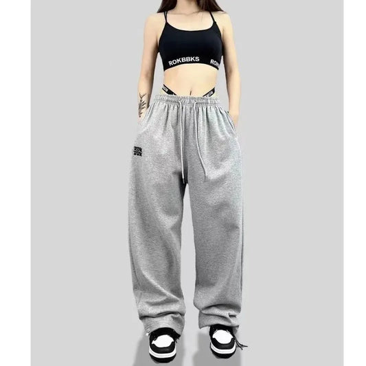 Women's High Waist Drawstring Sports Pants – Trendy Hip-Hop Style Long Trousers for Spring & Summer Style Heaven