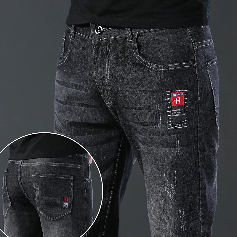 2024 Men’s Fashion Korean Style Straight-Leg Grey Denim Jeans Style Heaven