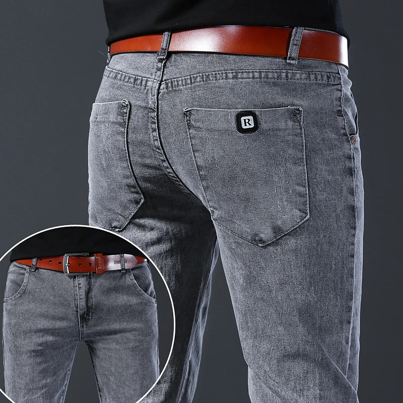 2024 Men’s Fashion Korean Style Straight-Leg Grey Denim Jeans Style Heaven