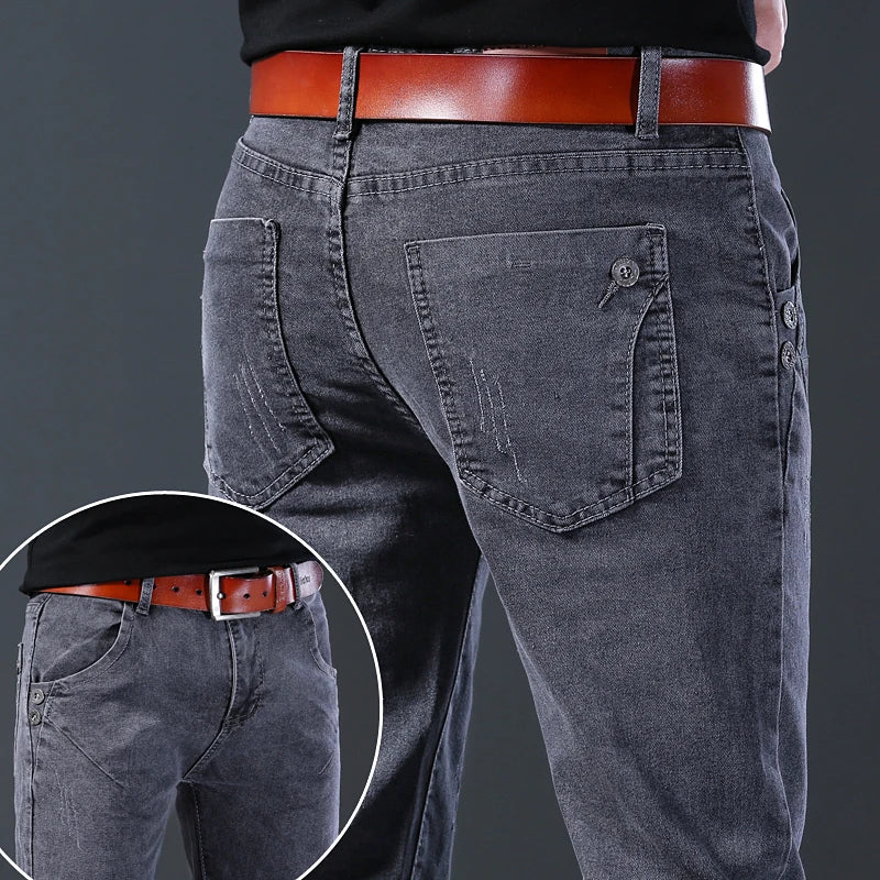 2024 Men’s Fashion Korean Style Straight-Leg Grey Denim Jeans Style Heaven