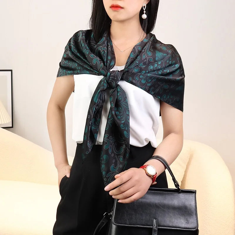 Large Imitation Silk Travel Scarf | 110x110cm Beach Sarong Wrap | Bikini Cover-Up for Women - Style Heaven