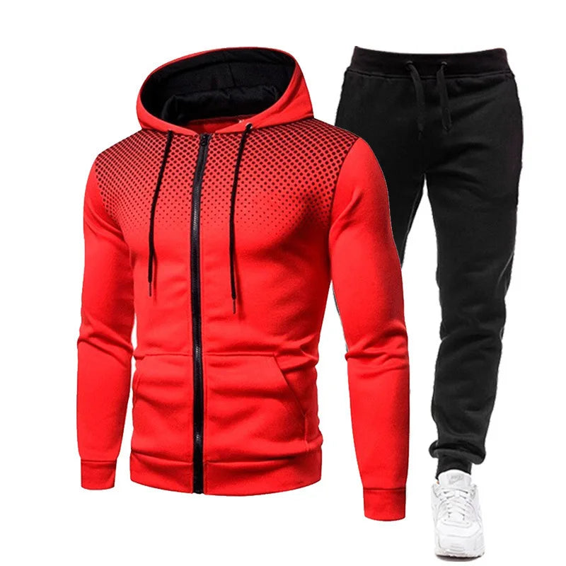 Men’s Solid Color Fleece Sweater & Jogger Pants Set – Casual Zipper Hoodie & Sweatpants Sportswear (Autumn/Winter Collection) Style Heaven