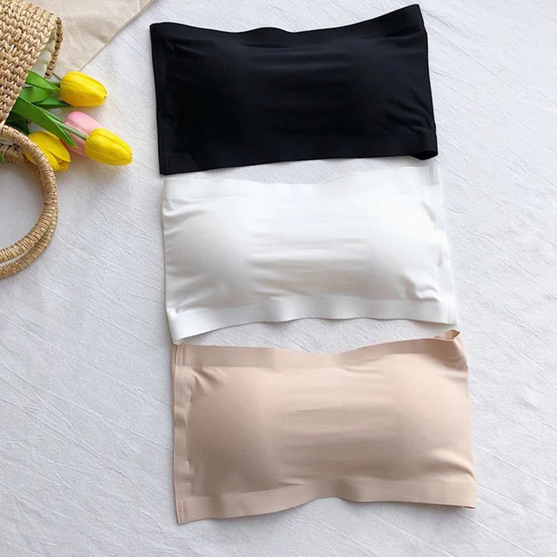 Seamless One-Piece Tube Top – Women's Strapless Bandeau Bra with Removable Pads, Basic Black/White/Nude Lingerie Style Heaven