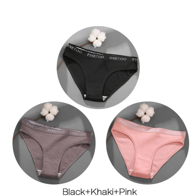 FINETOO 3-Piece Women's Cotton Underwear Set – Soft & Sexy Solid Color Panties - Style Heaven