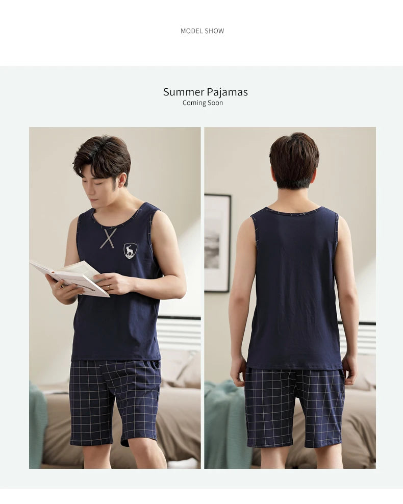 Men's Plus-Size Summer Pajama Set – Short Sleeve & Shorts Sleepwear Style Heaven