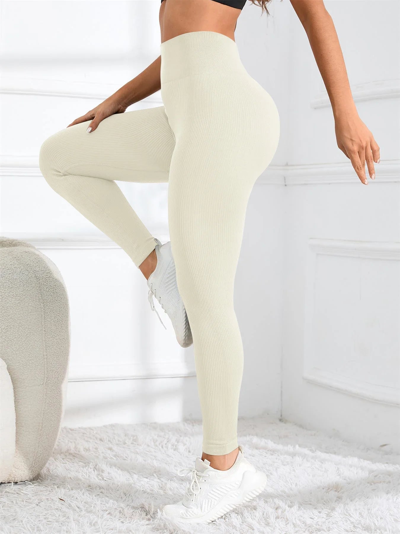 High Waisted Seamless Ribbed Yoga Leggings – Fall & Winter Fitness Tights for Women Style Heaven