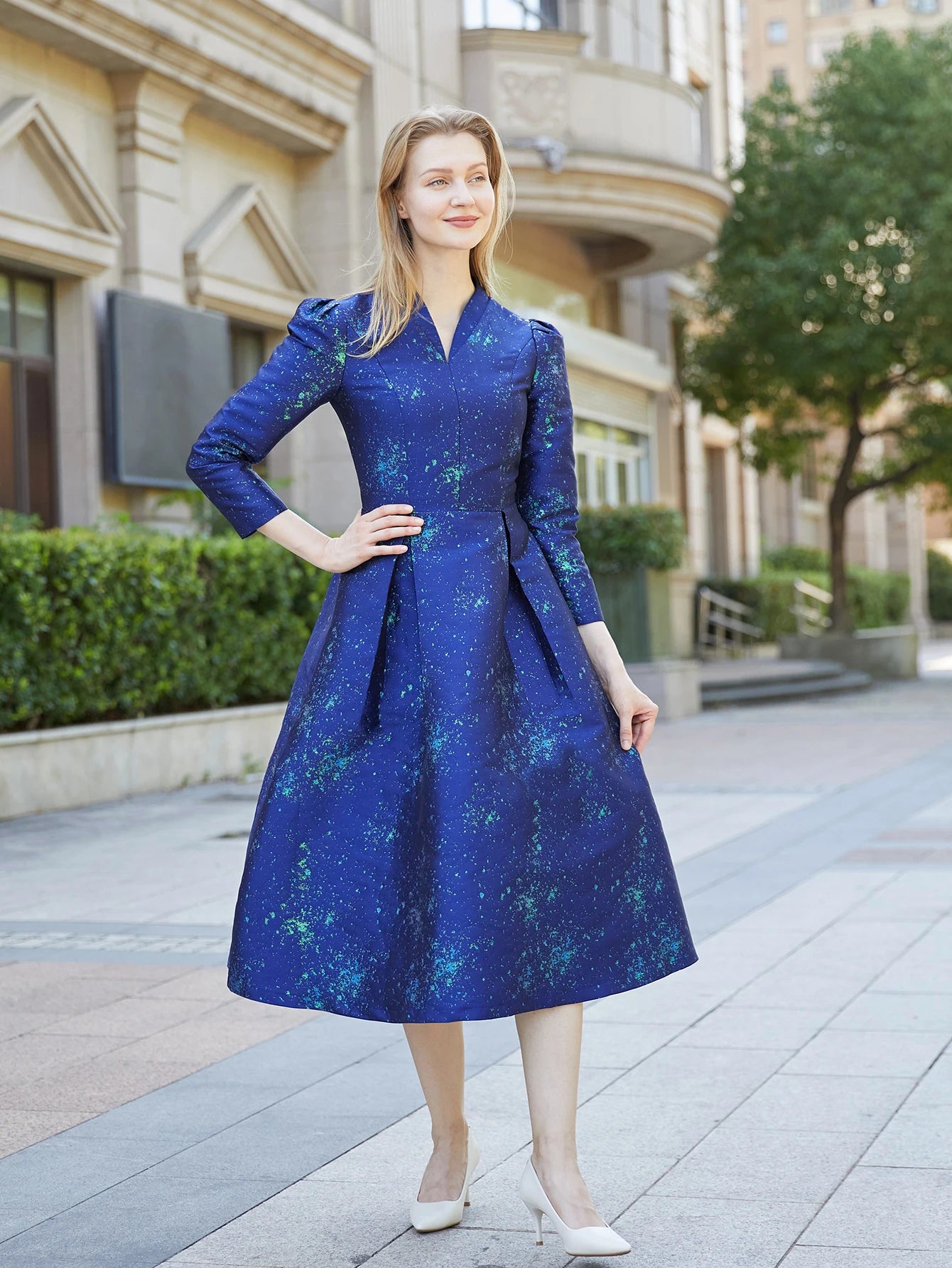 Elegant Women Jacquard Long Maxi Dress – Fashion Floral Party Gown for Fall & Winter Events Style Heaven