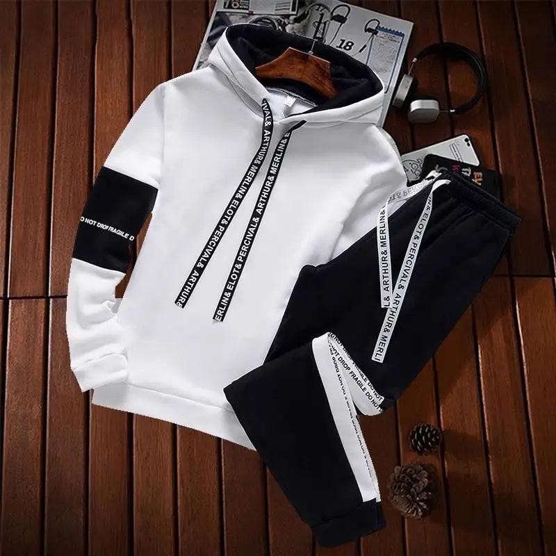 Men’s Winter Hoodie Tracksuit Set – Casual Pullover Sweatshirt & Jogger Pants for Streetwear & Sports Style Heaven