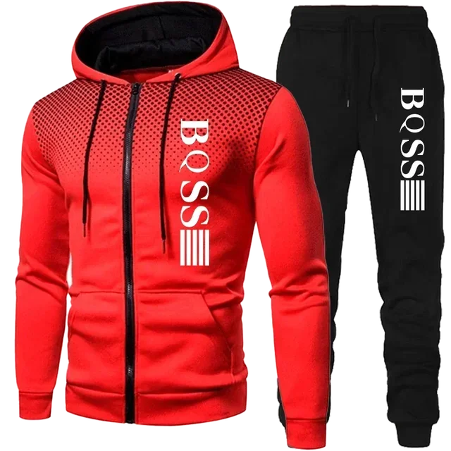 Men’s Spotted Sweatshirt Suit – Hoodie & Pants | Winter Two-Piece Fashion Tracksuit Style Heaven