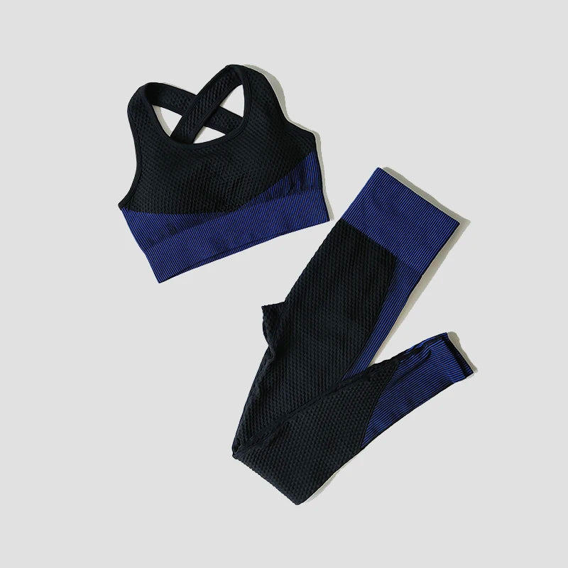2/3Pcs Women’s Seamless Yoga Suit – Knitted Leggings & Zipper Crop Top Fitness Sportswear Gym Set Style Heaven