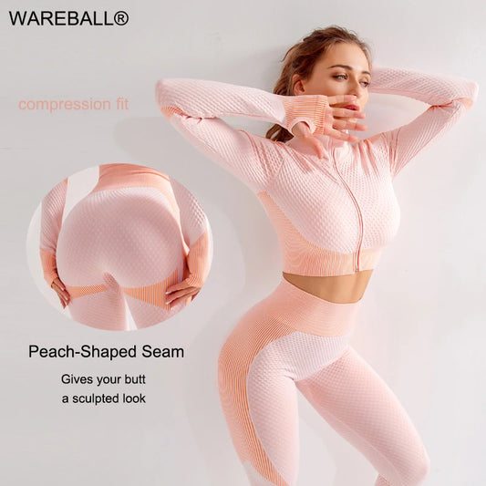 2-Piece Seamless Yoga Set for Women – Long Sleeve Crop Top & High Waist Leggings Gym Outfit Style Heaven