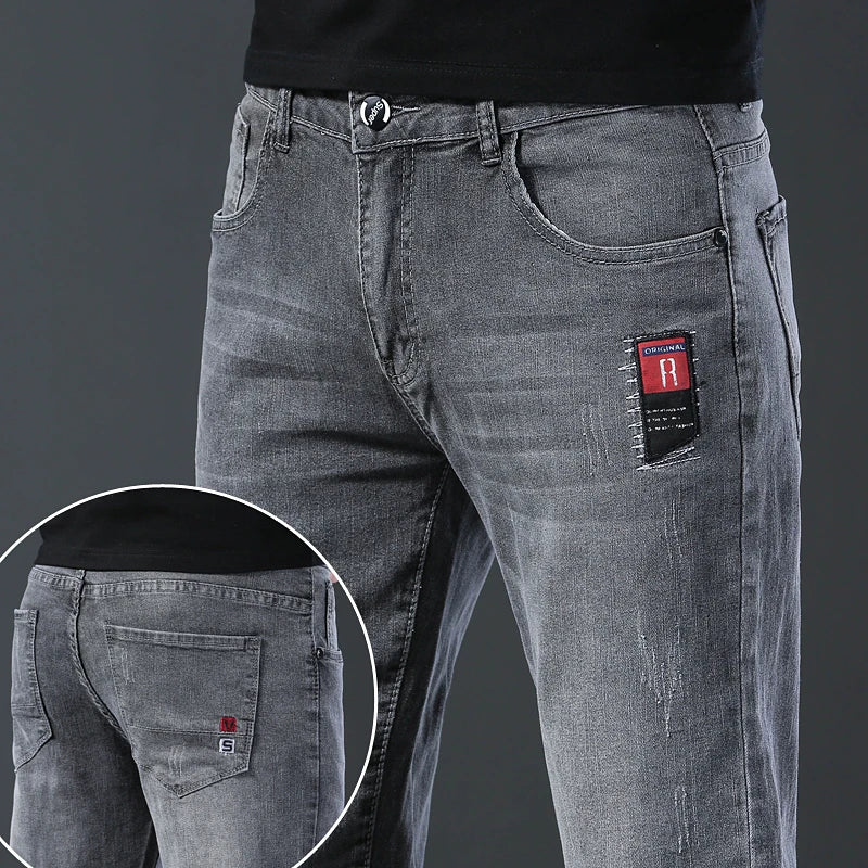 2024 Men’s Fashion Korean Style Straight-Leg Grey Denim Jeans Style Heaven