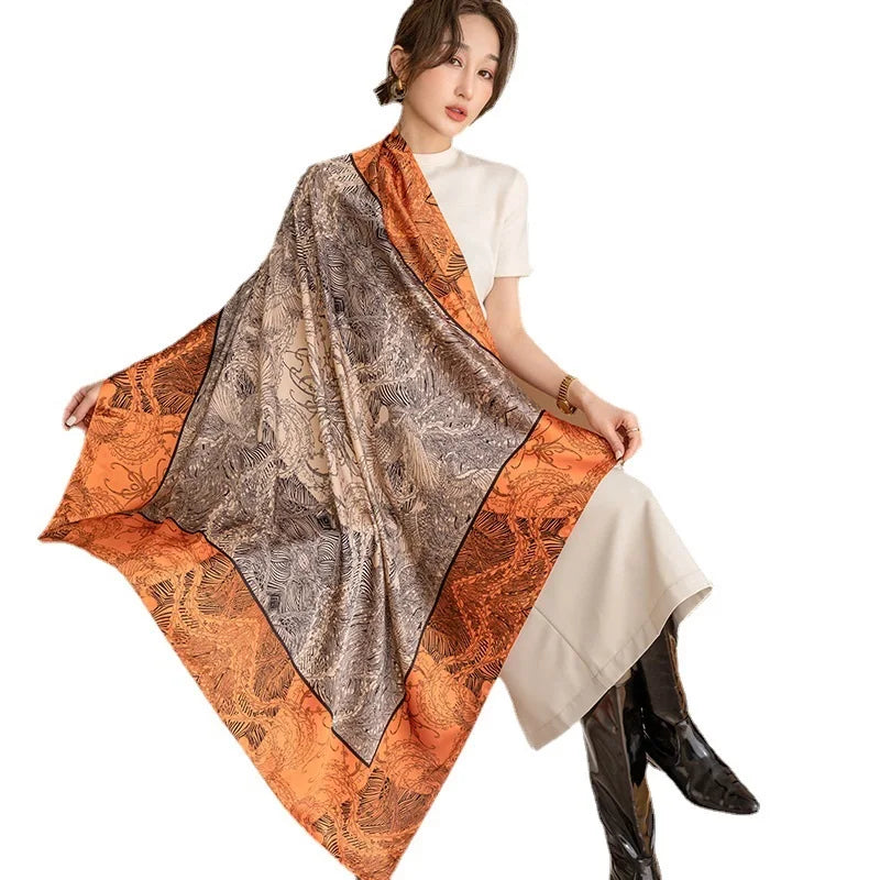 Large Imitation Silk Travel Scarf | 110x110cm Beach Sarong Wrap | Bikini Cover-Up for Women - Style Heaven