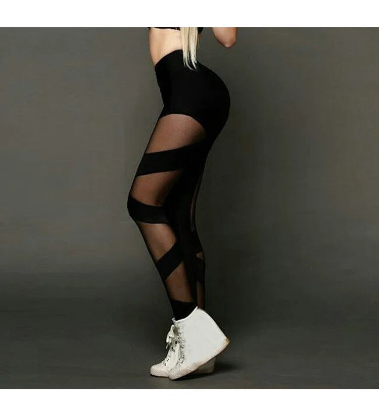 High Waist Mesh Stitching Yoga Leggings – Sexy See-Through Sports & Dance Pants for Women Style Heaven