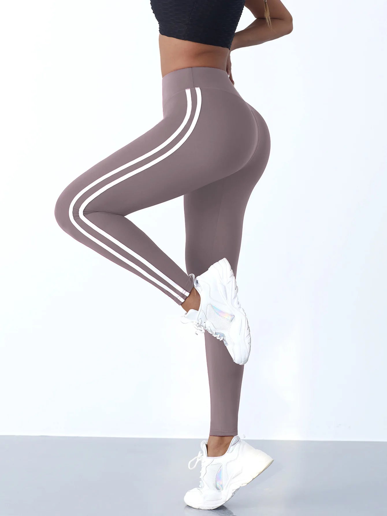 Women's Striped High Waist Yoga Leggings – Slim Fit, Hip Lifting Stretchy Gym Tights Style Heaven