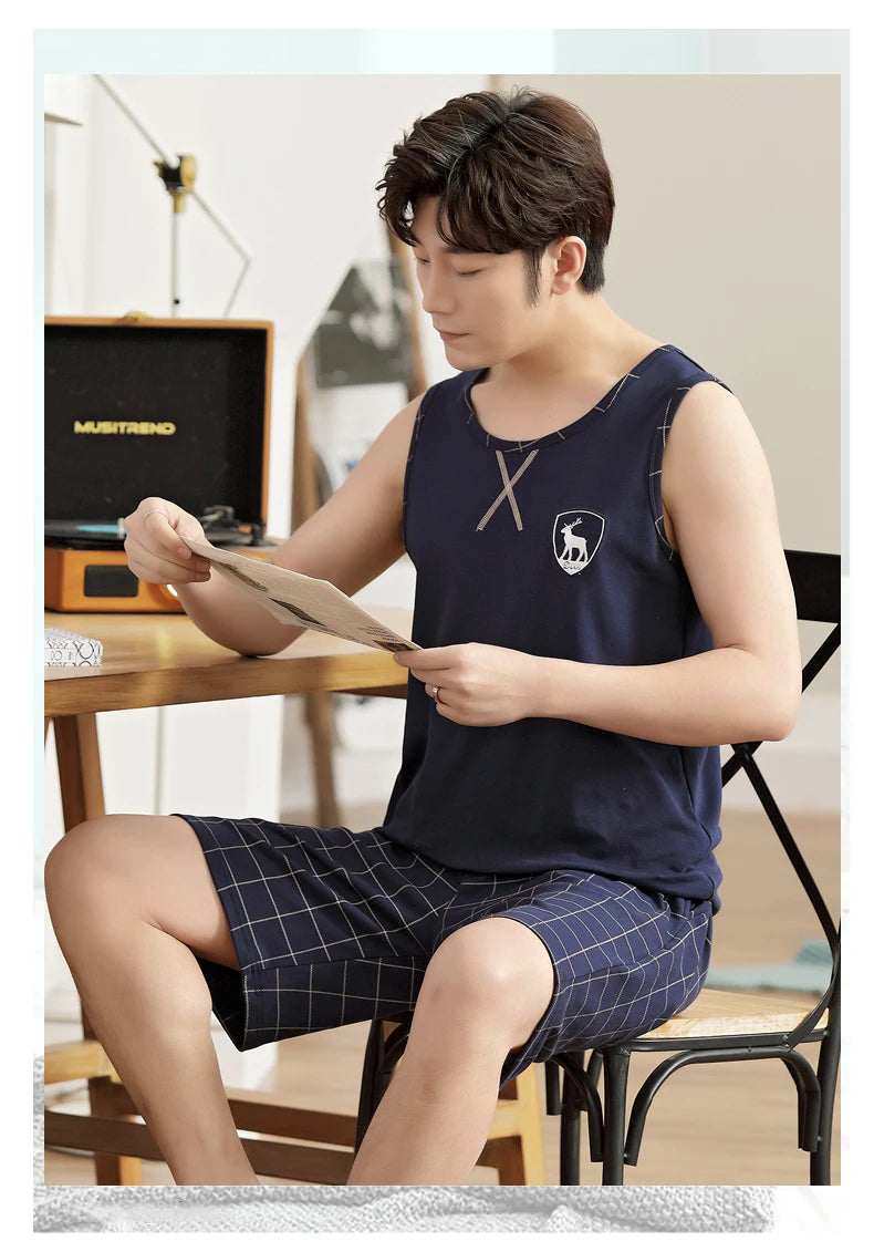 Men's Plus-Size Summer Pajama Set – Short Sleeve & Shorts Sleepwear Style Heaven