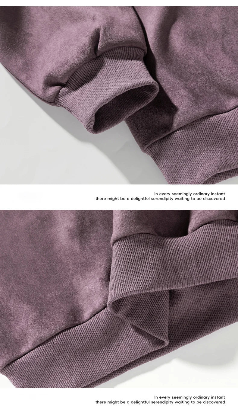 Men’s Purple Suede Sweatshirt – Baggy O-Neck Casual Long Sleeve Top for Autumn & Winter 2025 - Style Heaven