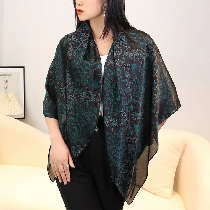 Large Imitation Silk Travel Scarf | 110x110cm Beach Sarong Wrap | Bikini Cover-Up for Women - Style Heaven