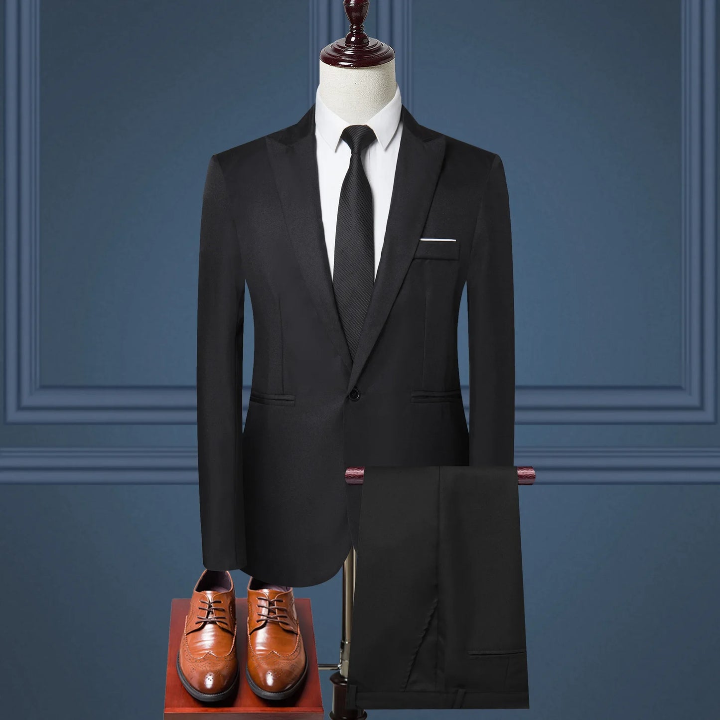 Men’s Korean-Style Slim Fit Business Suit – 2-Piece Professional Tuxedo Set - Style Heaven