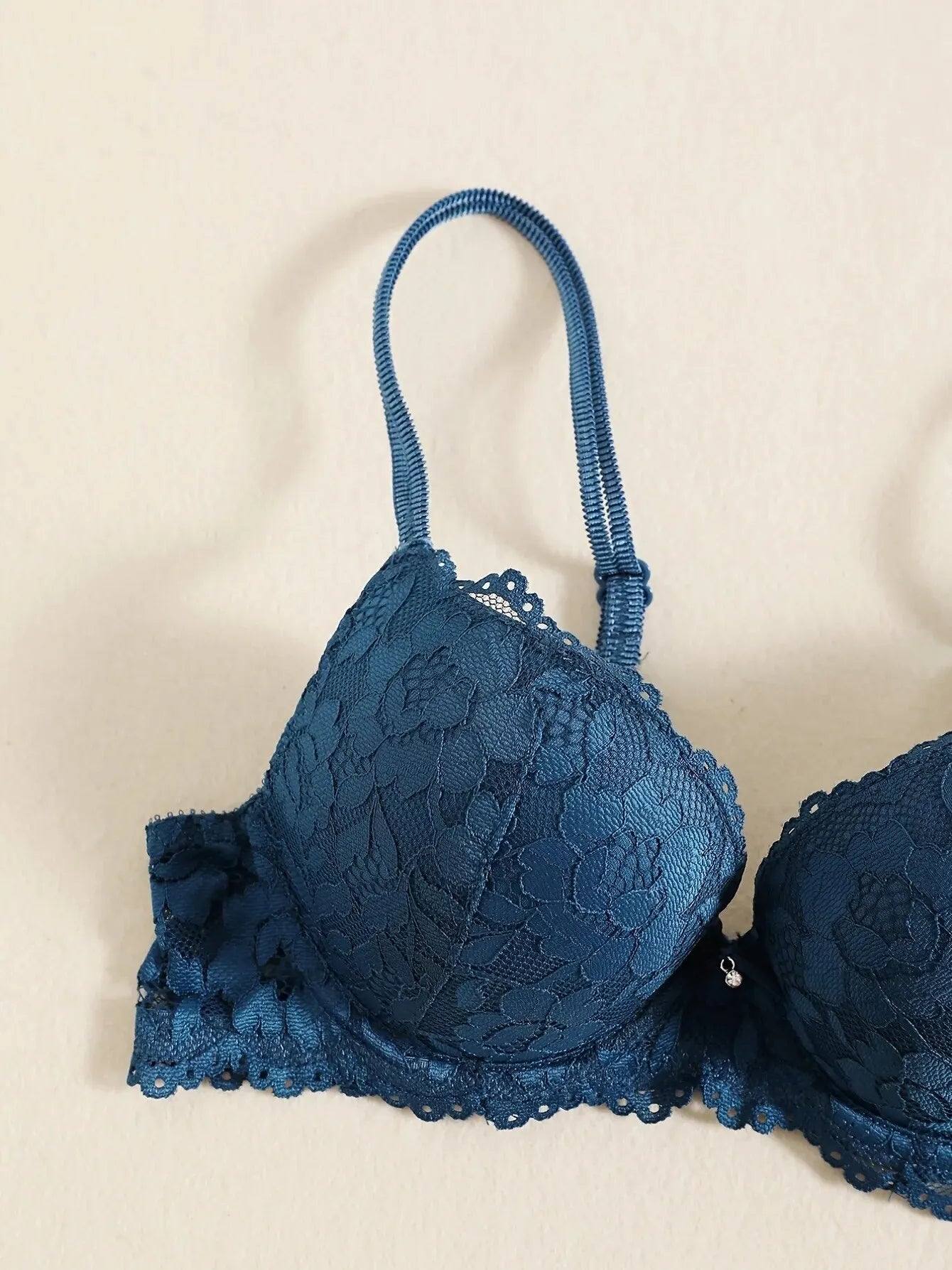 Elegant Lace Embroidery Lingerie Set – Push-Up Bra & Sheer Panty, Breathable Fabric, Perfect for Valentine's Day Style Heaven