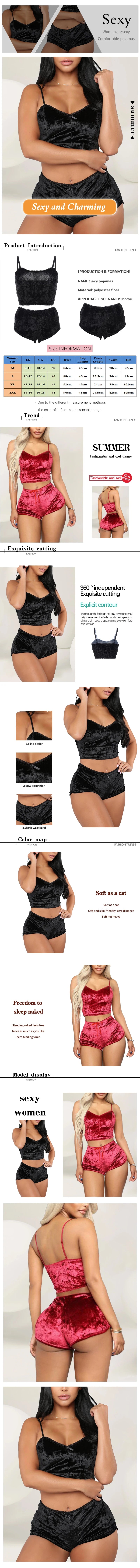 Sexy Velvet Strappy Pajama Set – Soft & Elegant 2-Piece Sleepwear Style Heaven