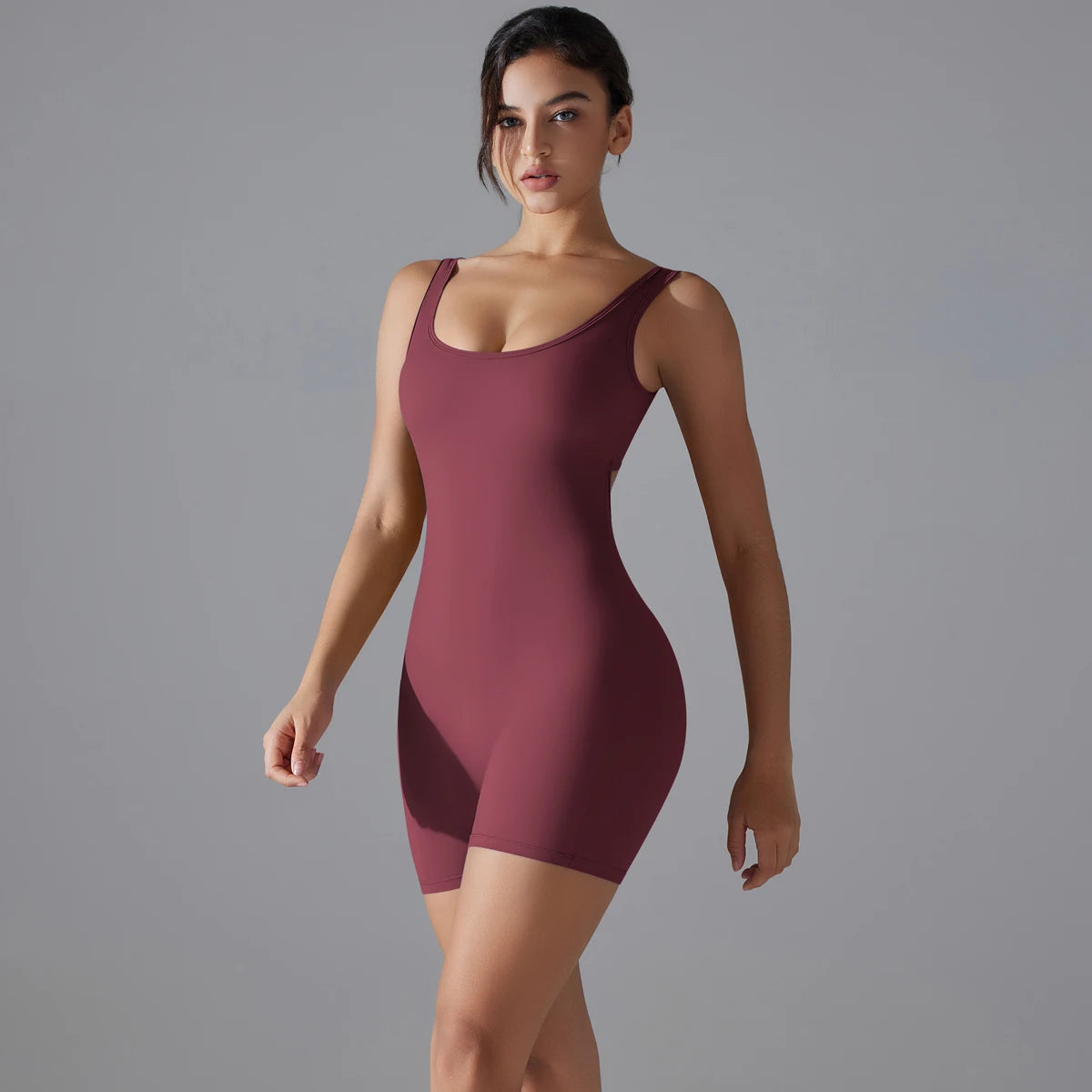 V-Back Scrunch Sports Jumpsuit – Sleeveless One-Piece Gym & Yoga Bodysuit for Women Style Heaven