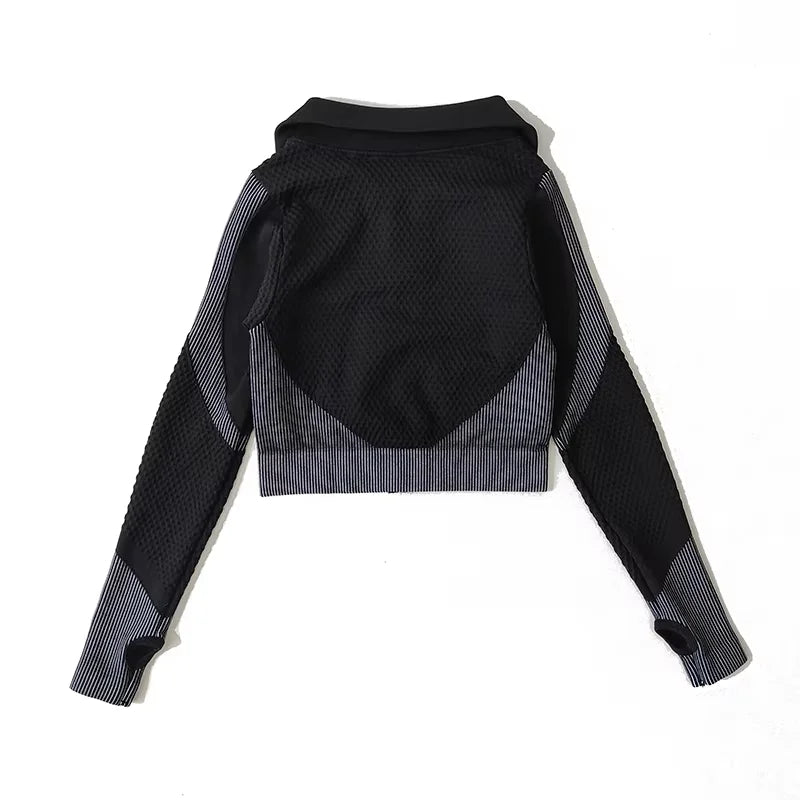 2/3Pcs Women’s Seamless Yoga Suit – Knitted Leggings & Zipper Crop Top Fitness Sportswear Gym Set Style Heaven