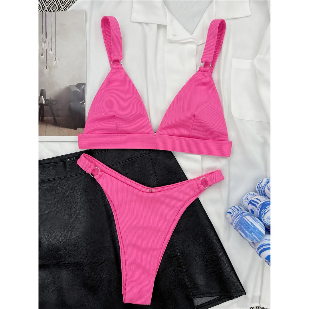 Sexy High Leg Cut Ribbed Bikini – Padded Two-Piece Swimsuit for Women – Chic Bathing Suit for Pool & Beach Style Heaven