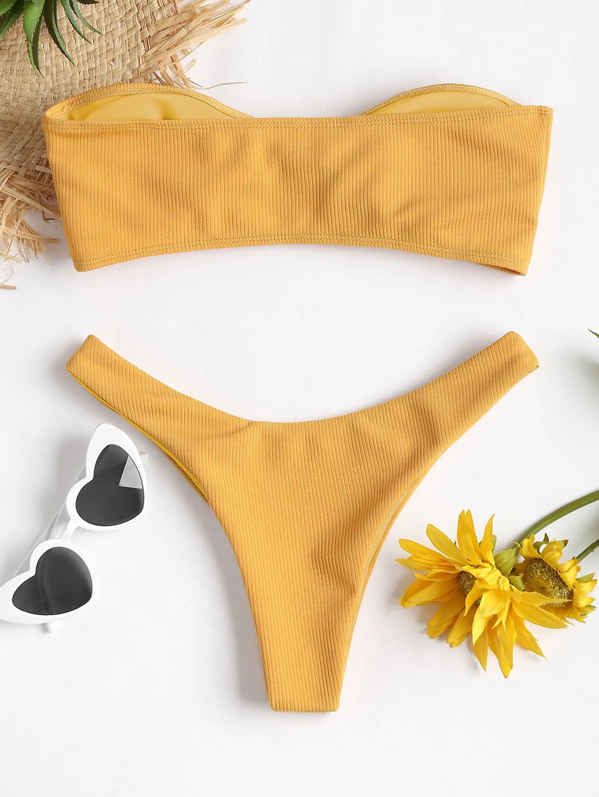 Women’s Sexy Tube Top Bow Split Bikini Swimsuit – Stylish Swimwear with High-Waisted Bottoms Style Heaven
