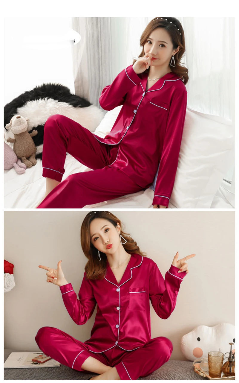 Women’s Sexy Silk Pajama Set – Long-Sleeve Cardigan & Ice Silk Sleepwear Style Heaven