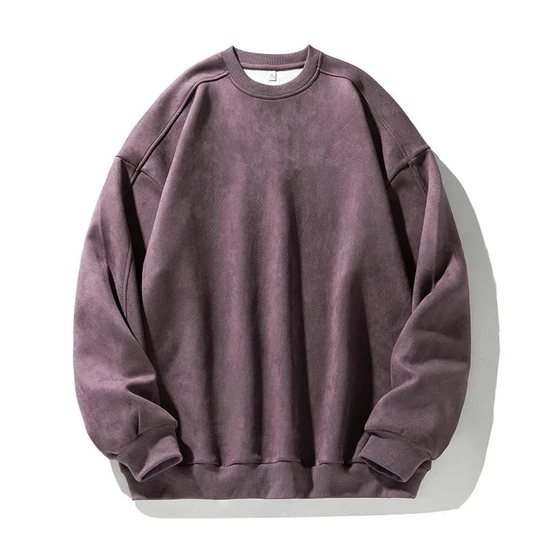 Men’s Purple Suede Sweatshirt – Baggy O-Neck Casual Long Sleeve Top for Autumn & Winter 2025 - Style Heaven