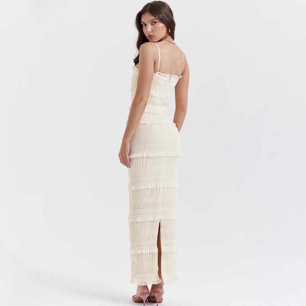 Suninheart Summer Maxi Spaghetti Strap Wedding Bride Dress – Elegant Formal Occasion Slim Fit Party Evening Gown for Women Style Heaven