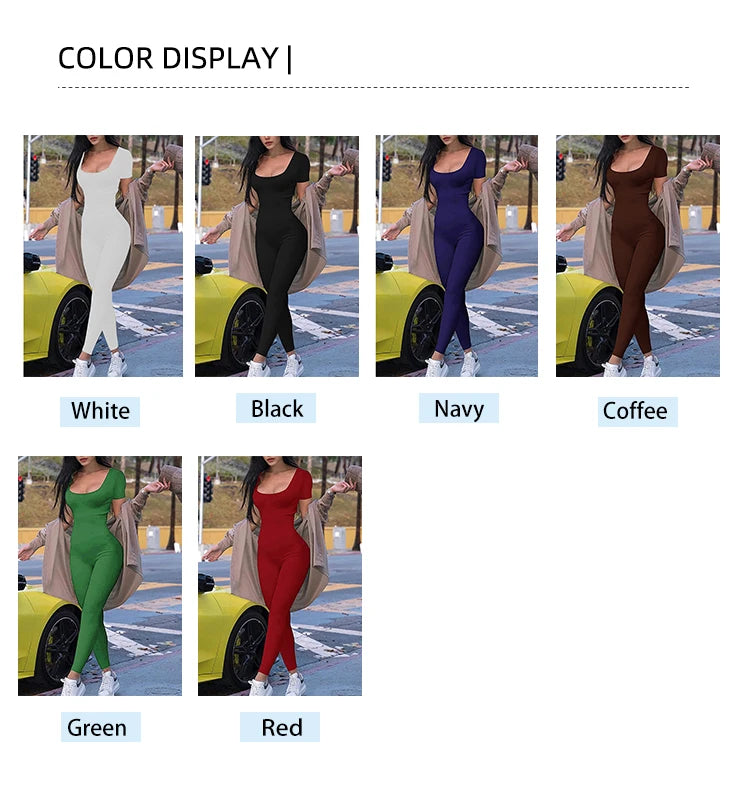 2025 Spring and Summer New Women's One-piece Short Sleeve Solid Color Sexy Slim Fit Street Style Jumpsuit Style Heaven