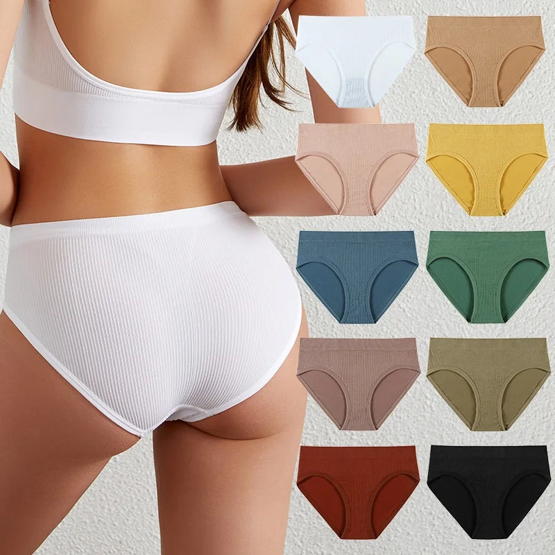 3-Pack Seamless Cotton Mid-Waist Panties – Breathable & Butt-Lifting | Plus Size