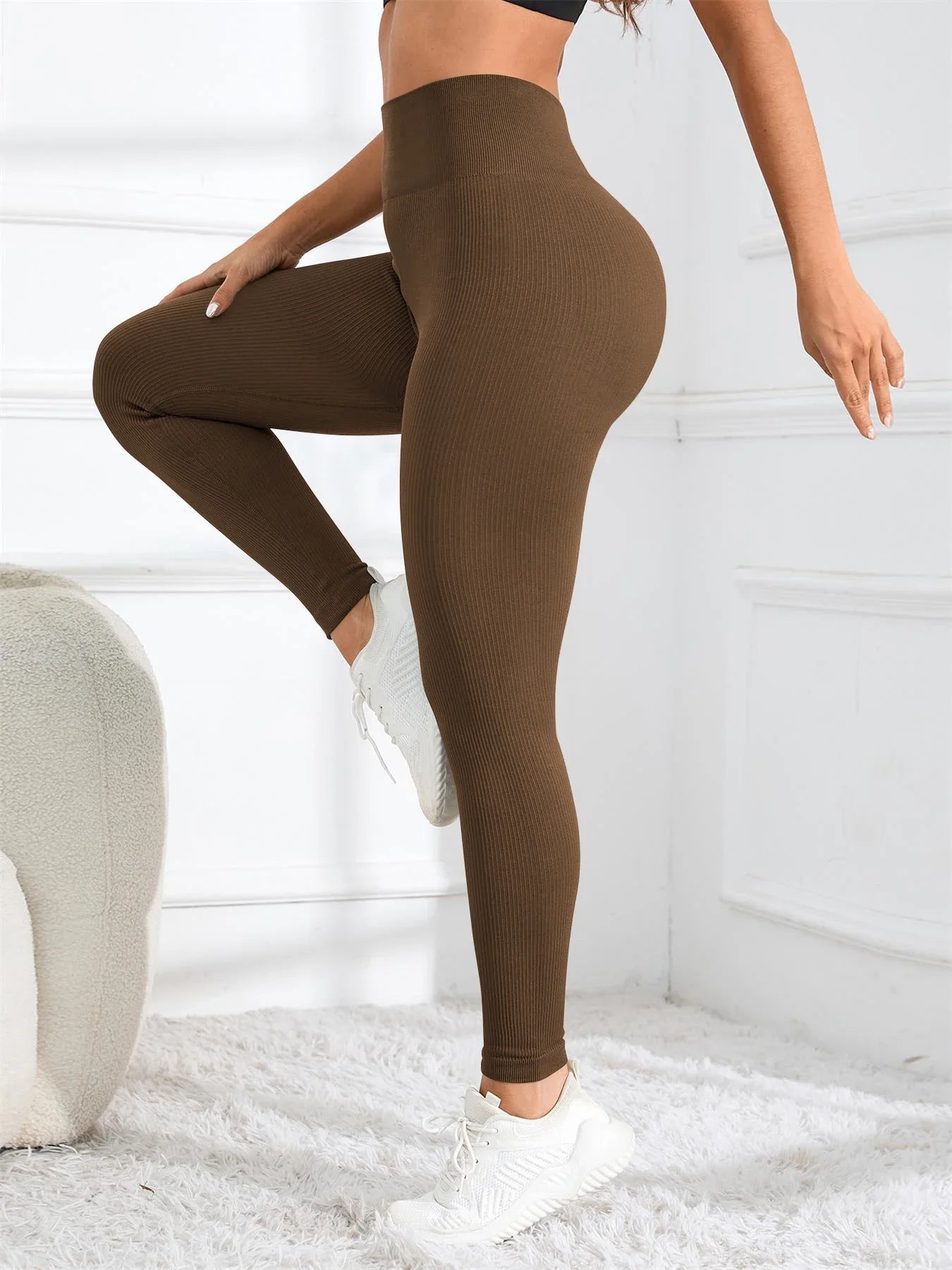 High Waisted Seamless Ribbed Yoga Leggings – Fall & Winter Fitness Tights for Women Style Heaven