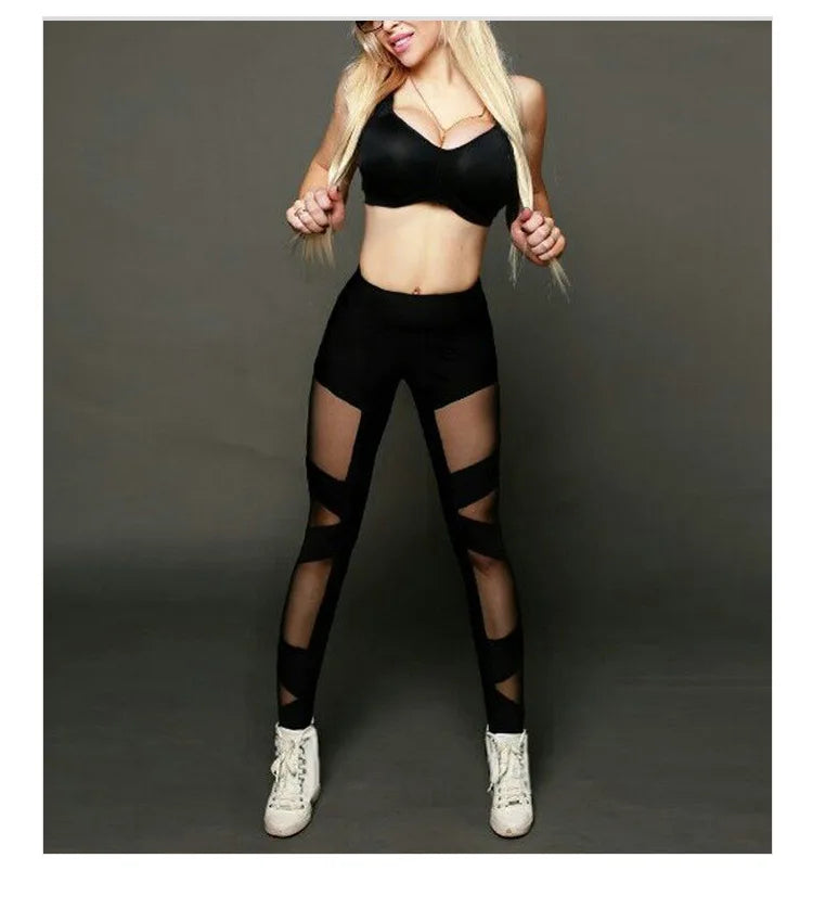 High Waist Mesh Stitching Yoga Leggings – Sexy See-Through Sports & Dance Pants for Women Style Heaven