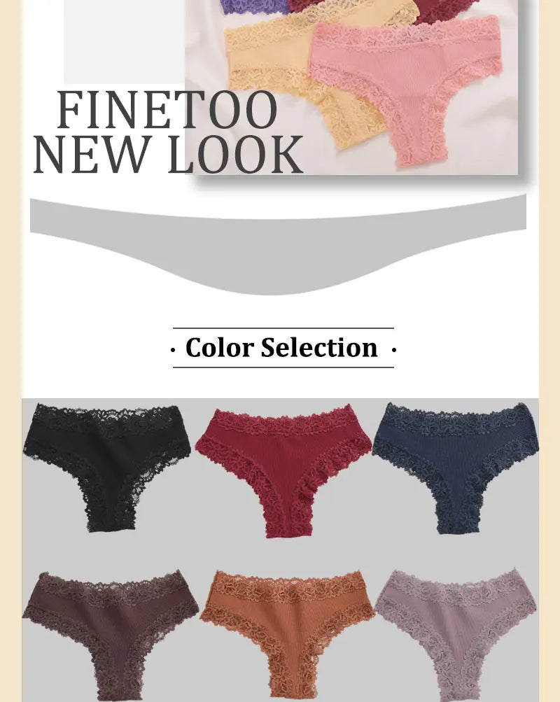 5-Pack Lace Seamless Cotton Panties – Ribbed Brazilian Style | S–XL Style Heaven