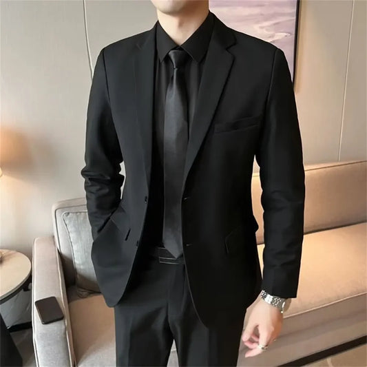 Men's Western-Style Slim Fit Suit – Korean Version Wedding Tuxedo, Business Casual & Elegant Groom Formal Jacket Style Heaven
