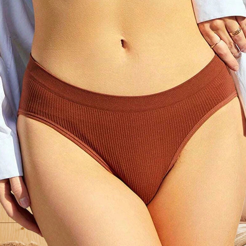 3-Pack Seamless Cotton Mid-Waist Panties – Breathable & Butt-Lifting | Plus Size