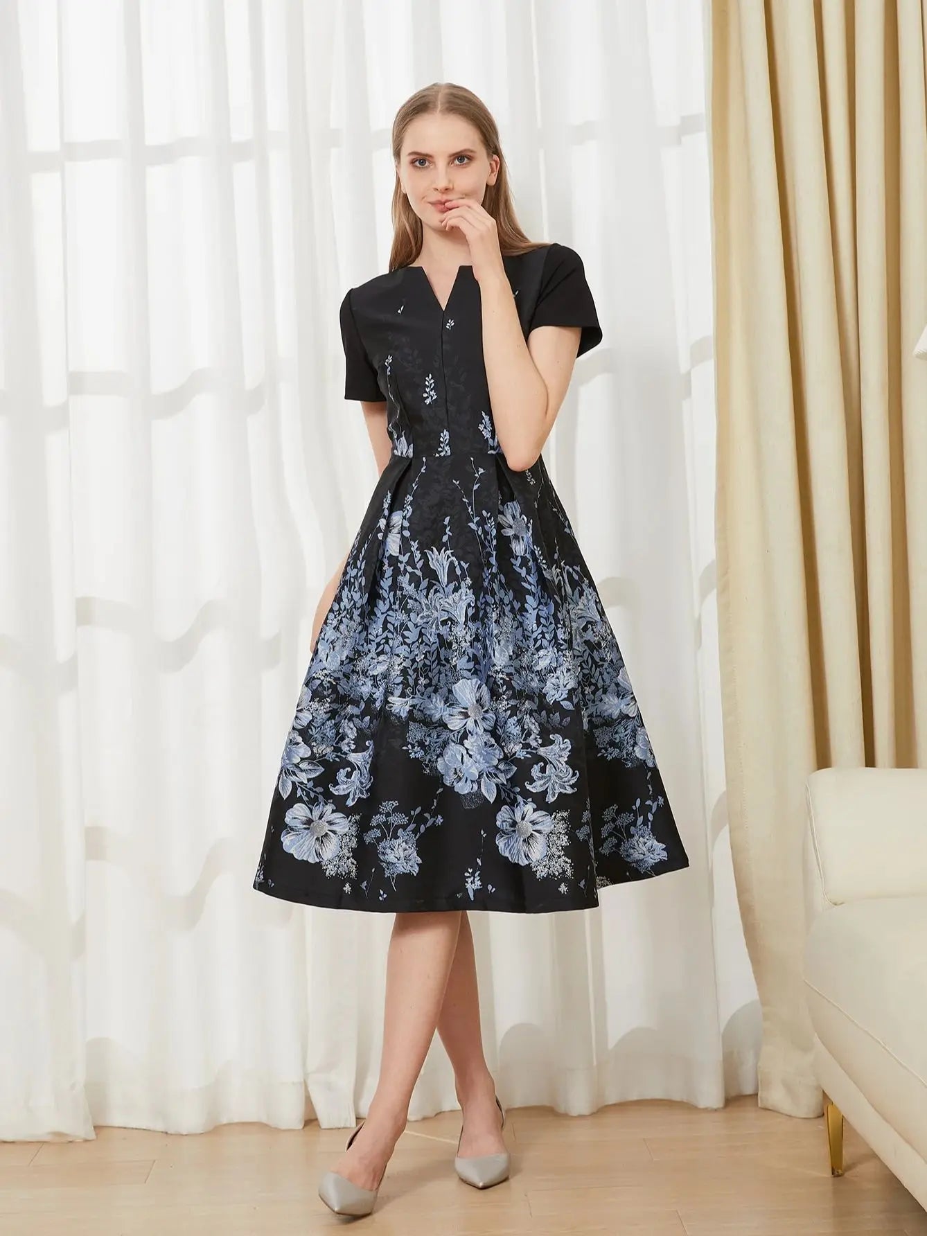 Jacquard Summer Dress – Luxury New Fashion Elegant Ladies Maxi Ball Gown Party Evening Dress Style Heaven
