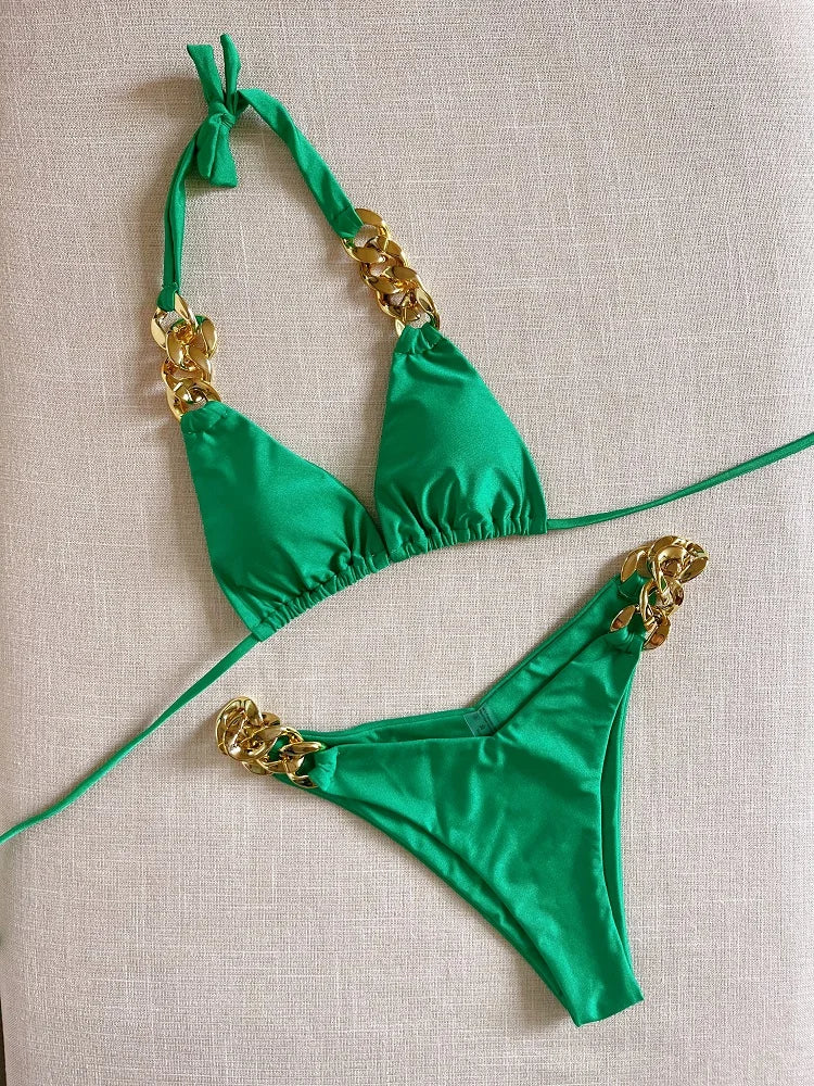 2023 Brazilian Triangle Bikini Set – Sexy Halter Push-Up Swimsuit Style Heaven