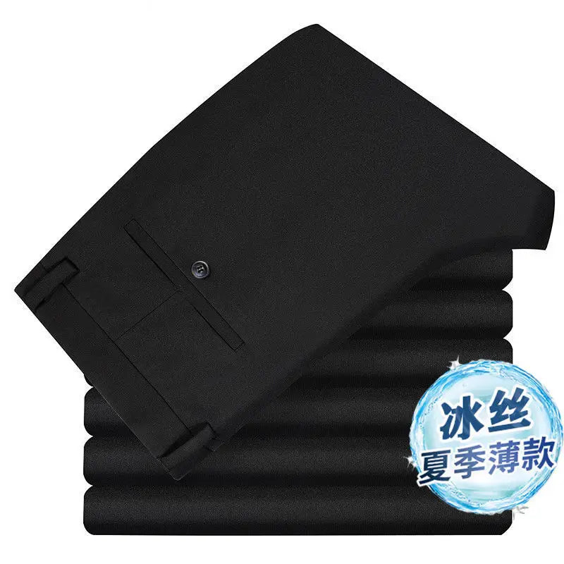 Men's Summer Slim-Fit Suit Pants – Elastic Waist, Non-Iron Straight-Leg Business Trousers for Formal & Casual Wear Style Heaven